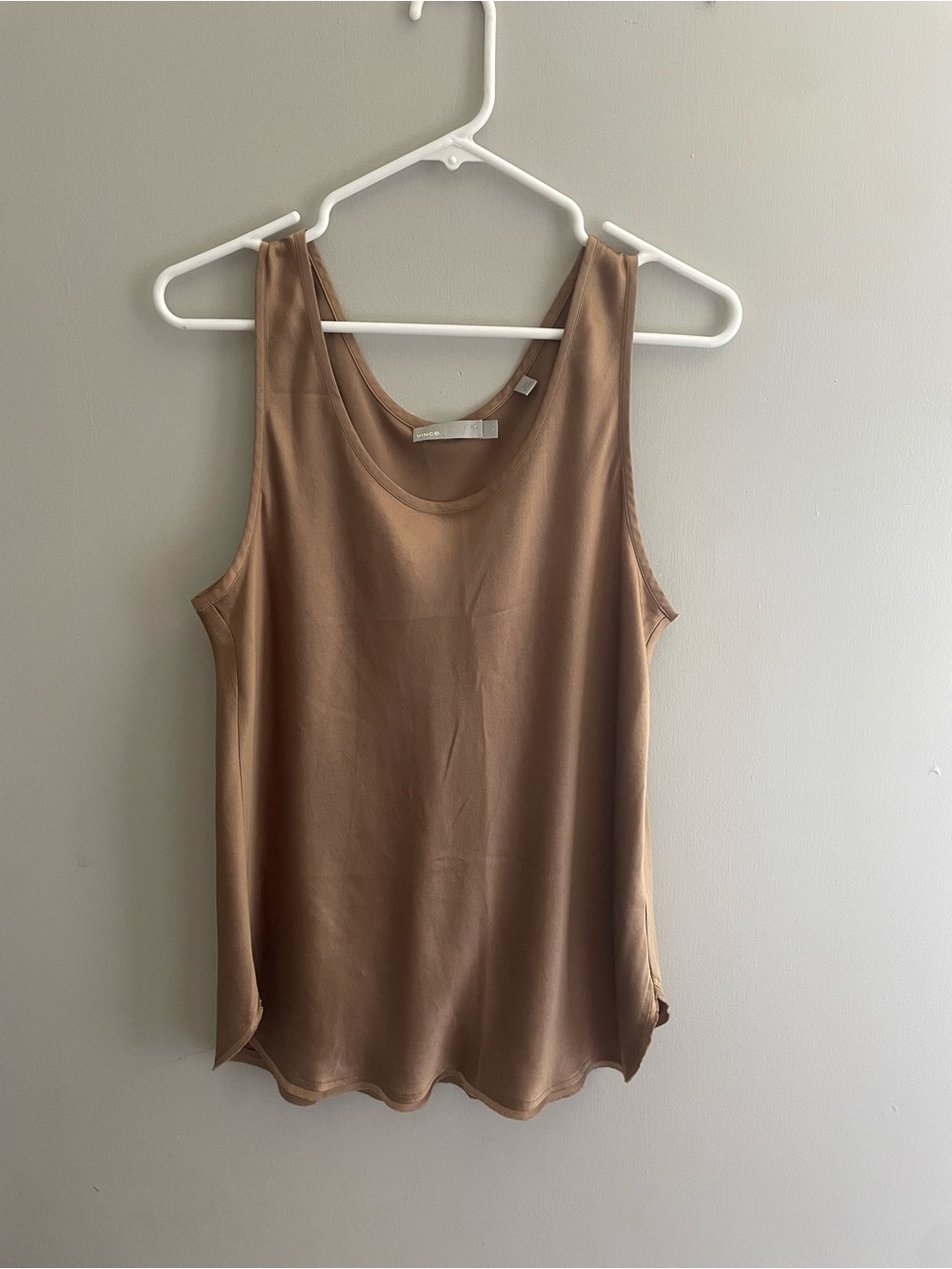 Vince 100% Silk Sleeveless Tank Top Bronze Taupe Size Large
